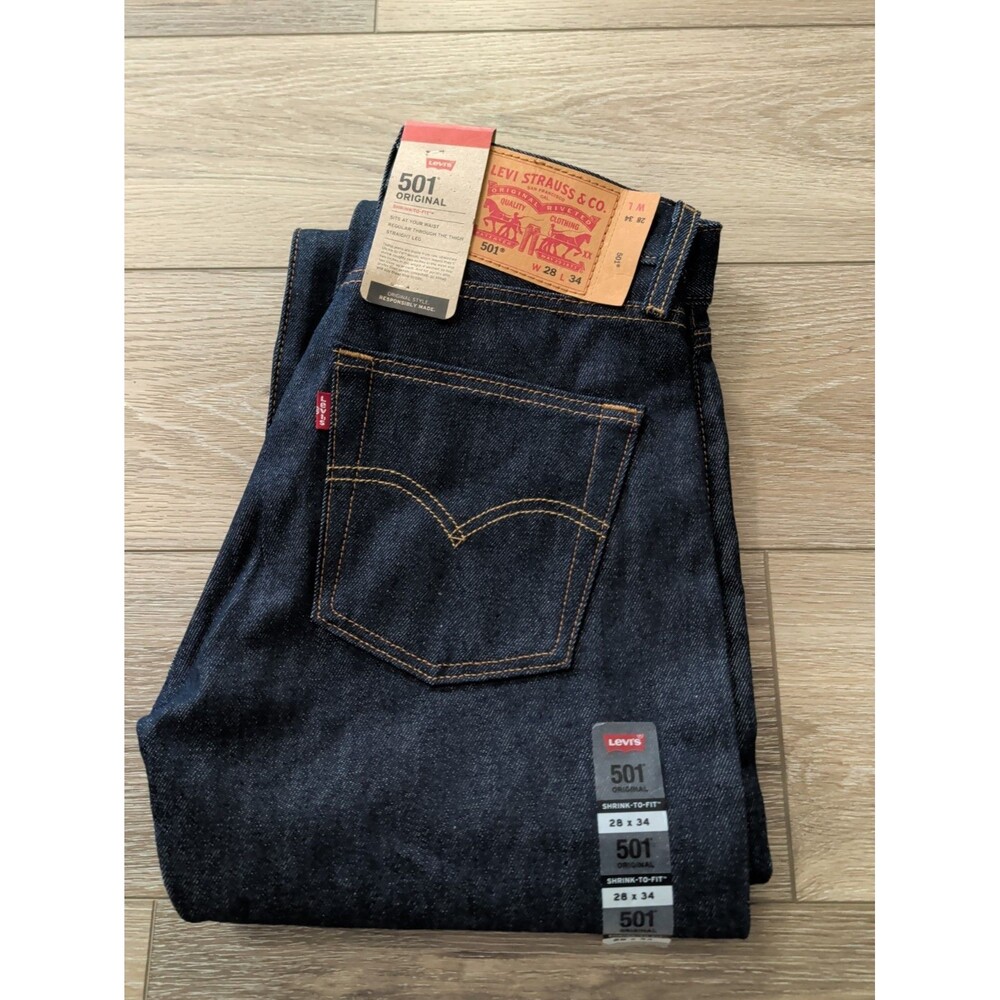 LEVI'S 501 BUTTON FLY BLUE DENIM JEANS MEN'S SIZE 28x34 NWT $79.50